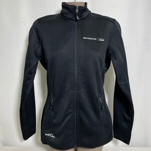 KPMG ServiceNow Eddie Bauer Black Full Zip Ribbed Fleece Jacket Women's MEDIUM